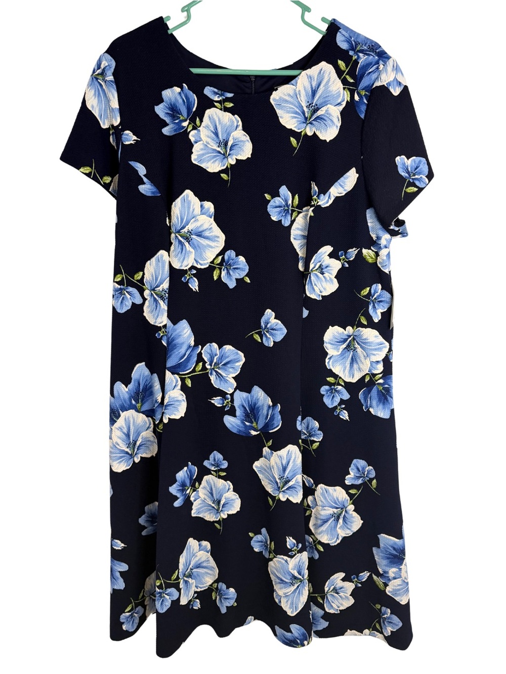 Jessica Howard Navy Blue Floral Short Sleeve Midi Dress Size 18W